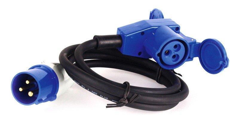 CEE connection cable with CEE plug and CEE angle connector