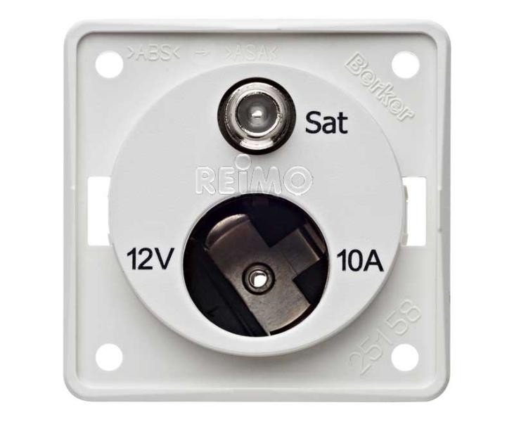 SAT socket with 12V socket, polar white, loose