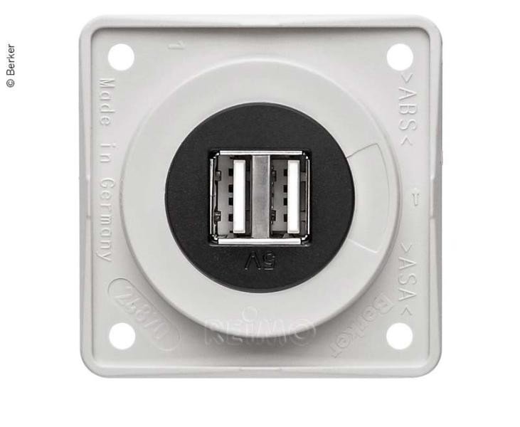 Berker USB charging socket 12V double brown