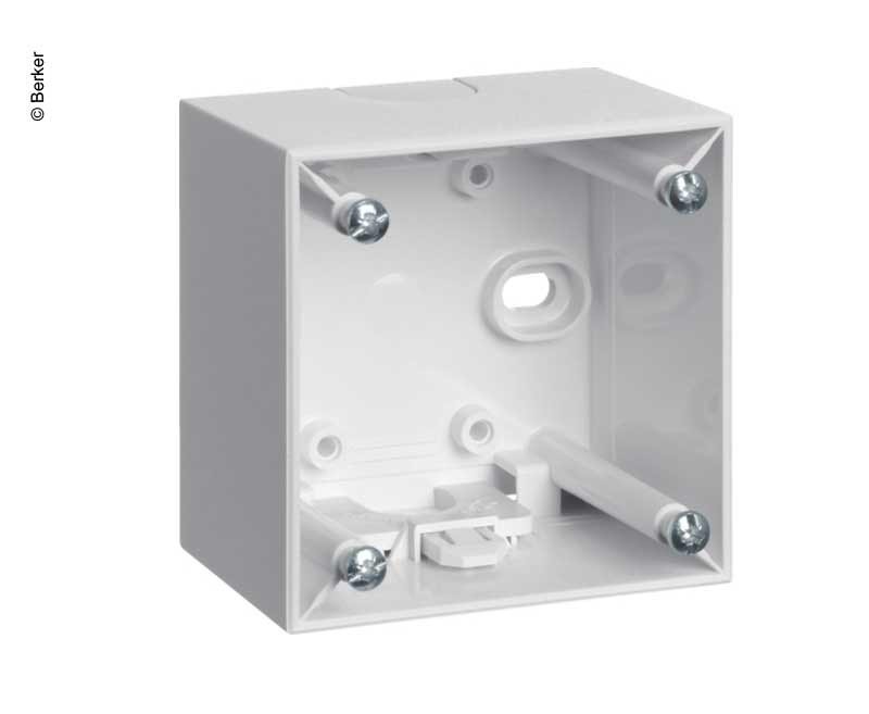 Berker bulkhead mounting housing high, polar white with strain relief