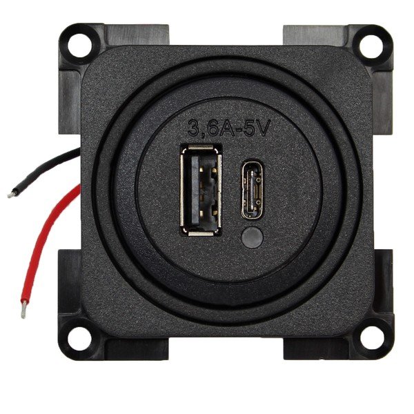 USB double charging socket, black, loose