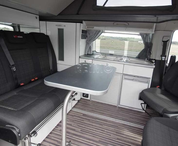 Multifunctional table system for Mercedes Vito long with silver edge