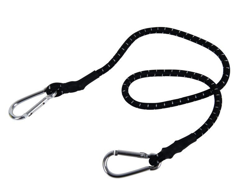Rubber tensioner 80-140cm stretchable with aluminium hook, black
