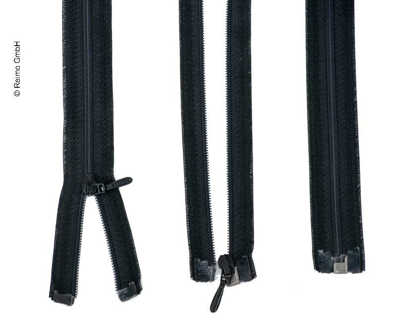 Zipper 90cm, divisible - unhookable in black, plastic