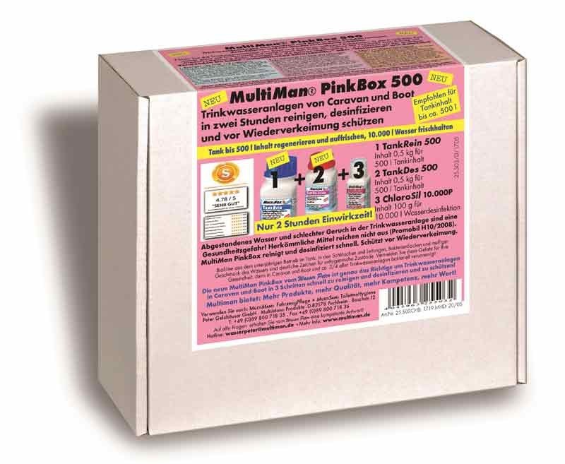 Puhastusvahendite komplekt MultiMan PinkBox 500 puhta vee paagile