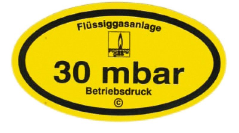 Sticker operating pressure 30mbar 95 x 53 mm