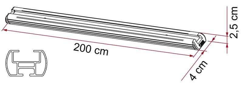 Kinnitussiin garaaźile, pikkus 200cm, 2tk., sh.5x2tk. kinnitussiini aasad KitEye
