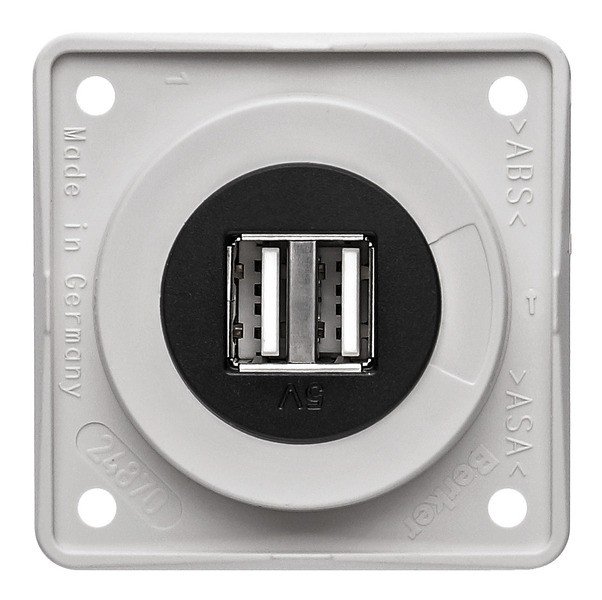 Berker USB charging socket 12V double polarwhite-gl., insert black