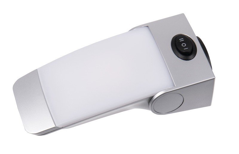 LED combi reading spot, rotatable and swivelling, plastic, silver
