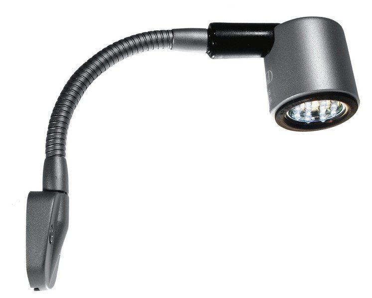 LED 12V Reading lamp, 1W, matt silver, 130mm, fixed surface mounted SB