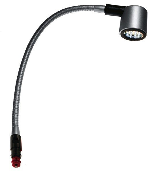 LED 12V reading light, 1W, matt silver, 330mm, for cigarette lighter SB