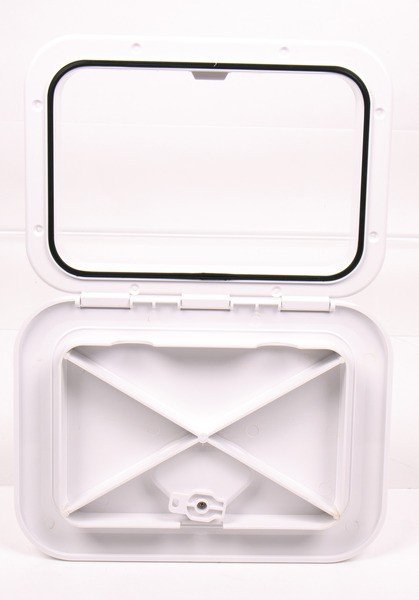 Revision flap with locking white, 2 locking bolts 440x315mm