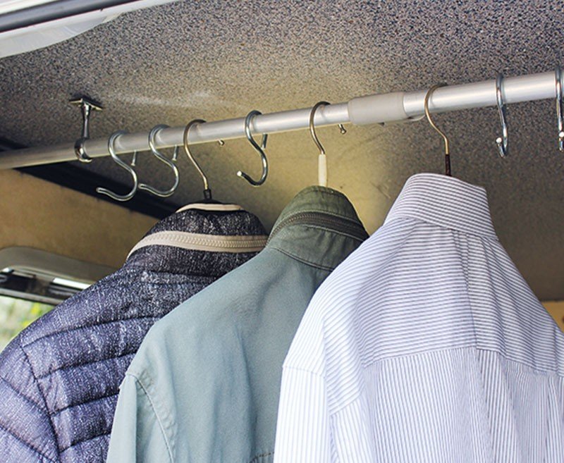 Clothes rail for rear garage