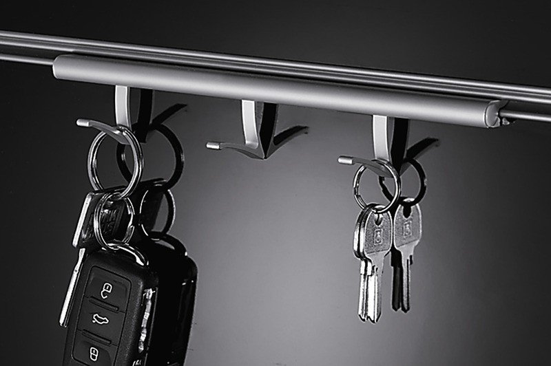 Guide rail with 3 hooks, aluminium 200 mm