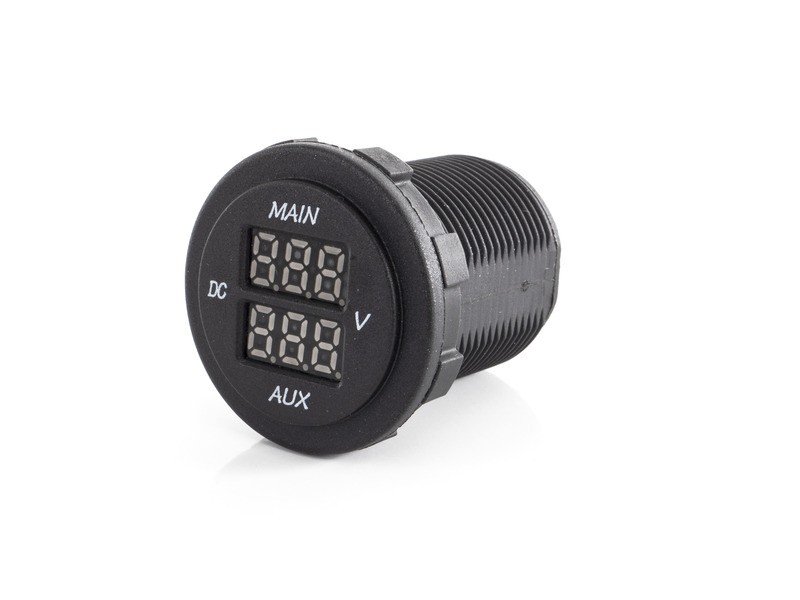 Dual LED voltmeter (MAIN / AUX) for vehicle and on-board battery