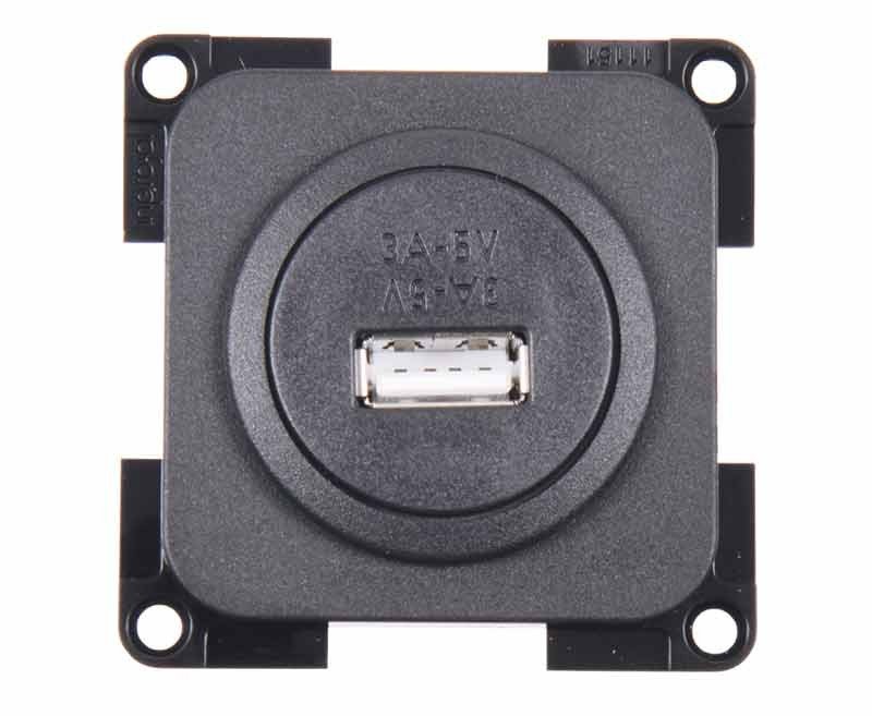 USB 1-way socket slate grey, loose