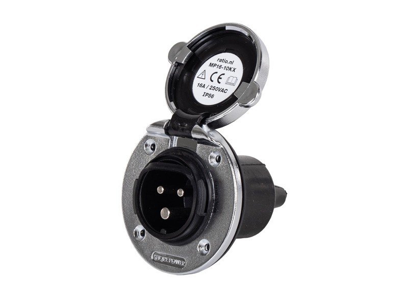 CEE built-in socket outlet - Silver-colored plastic housing