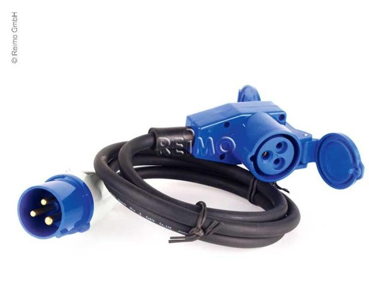 CEE connection cable with CEE plug and CEE angle connector, 25m