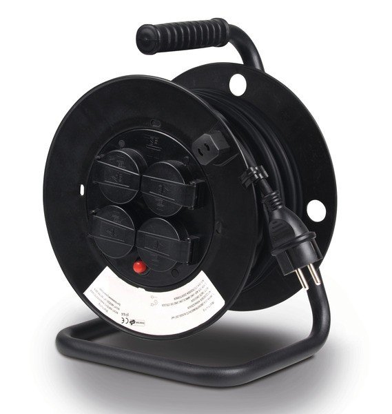Cable drum with 4 Schuko sockets, 25m