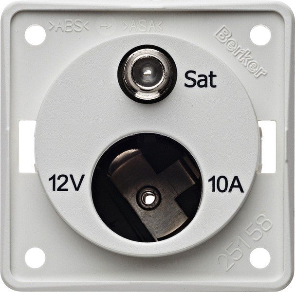 SAT socket with 12V socket, polar white