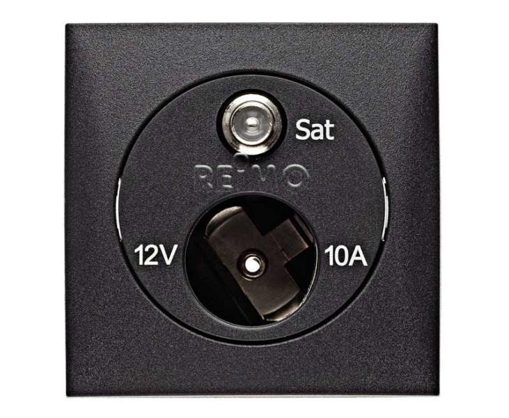 SAT socket with 12V socket, anthracite,loose