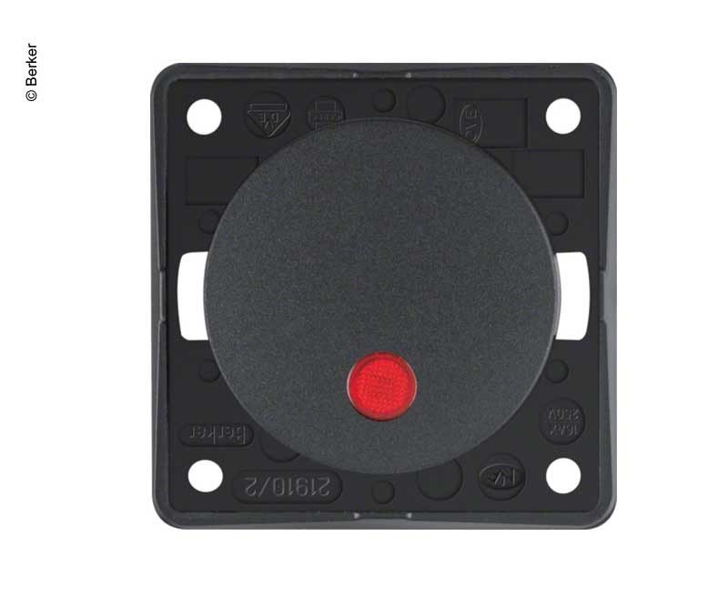 Berker control rocker switch anthracite 230V, red control lamp