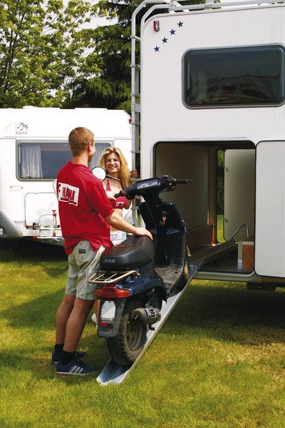 Carry Moto motorbike and drive-on rail