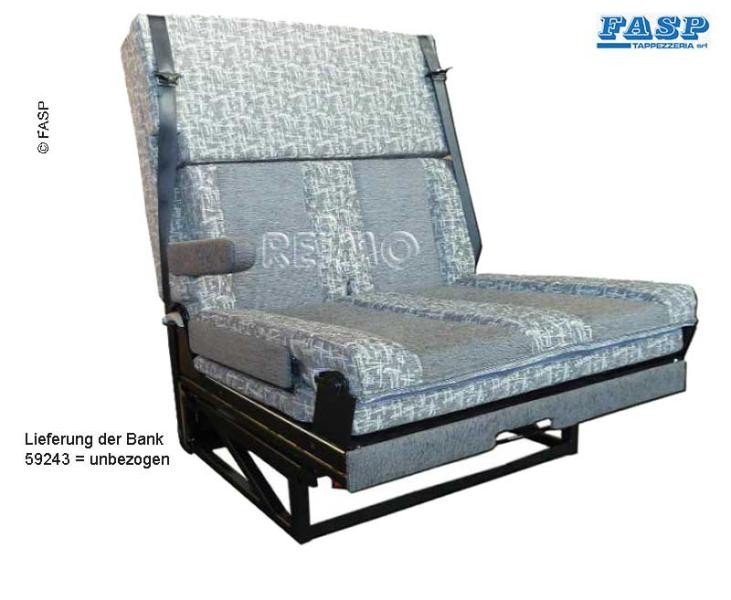 Seat/sleeper bench, one side armrest, 3-point belts, bed:1700x1000mm