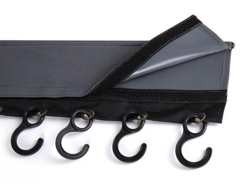 Hook strip with 8 hooks, piping and Velcro fastener Length 58cm