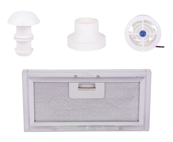 Ventilatsiooni komplekt 4-osaline koos korstnaga, ventilaator, adapter, filter