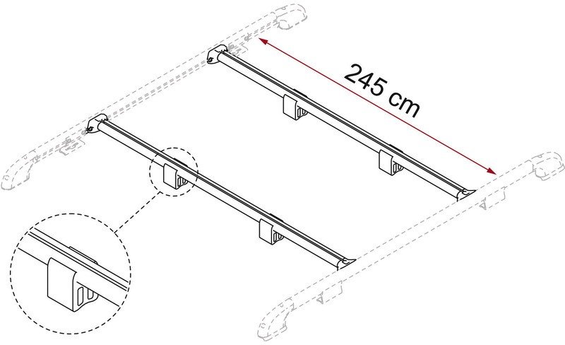 Fixing bar rail 240 cm 2 items