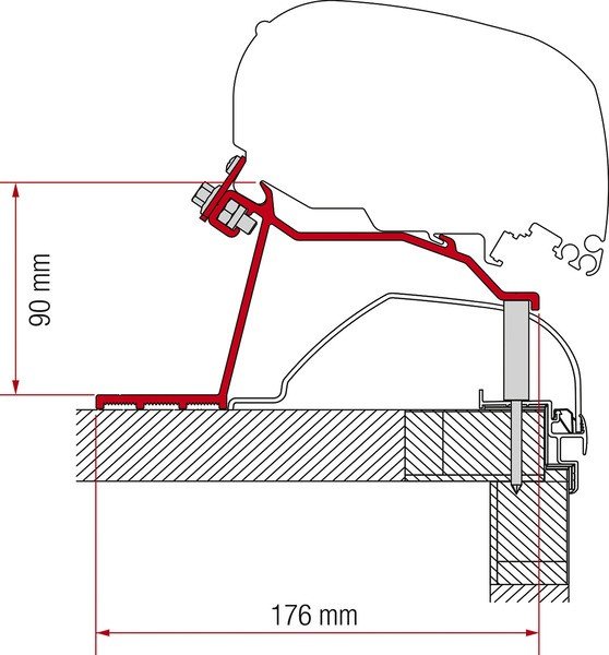 Adapter Fiamma awning F65L and F80S for hobby caravans from 2014