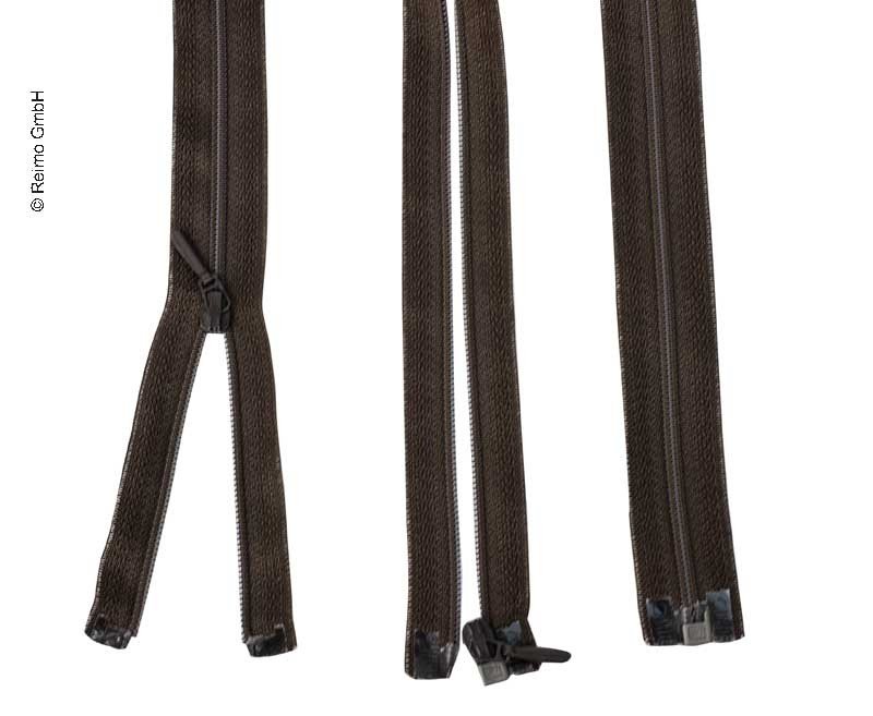 Zipper 50cm, divisible - unhookable in brown, plastic