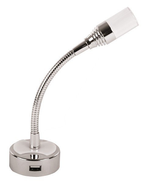 LED reading light 12V/1W Flexarm with USB + rocker switch