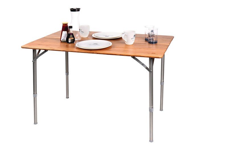 Camping Table HOLIDAY TRAVEL 80x60x43/65 cm, Aluminium/Bamboo