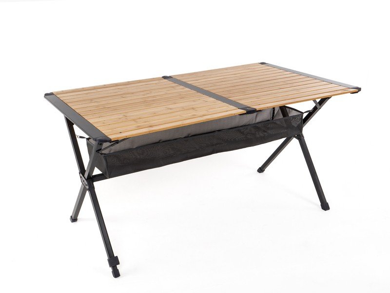 Laud Bambus Mendoza, võrguga, kokkupandav, tume alumiinium, 140 x 80 mm