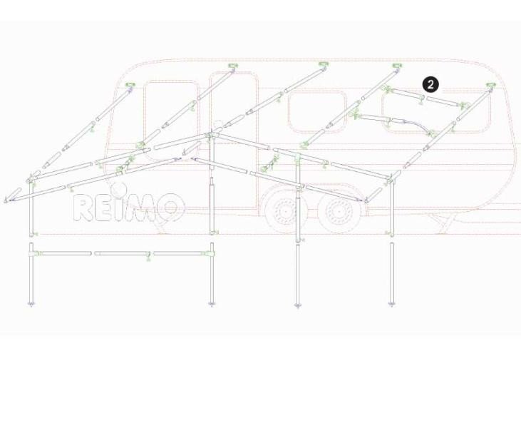 Tension rod steel 1,2-2,6m, 3 parts, Ø25x1,0