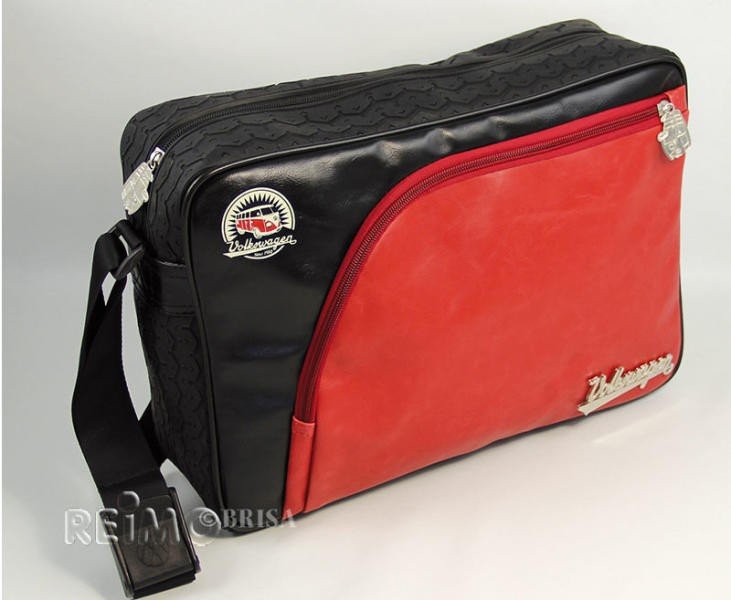 VW Collection shoulder bag "tyre pattern", 25x35x10cm, red/black