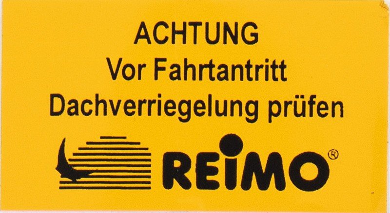 Check roof locking" sticker