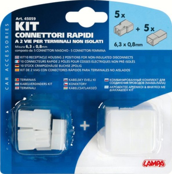 Flat housing for sleeve and tongue 2-pole - Set of 10