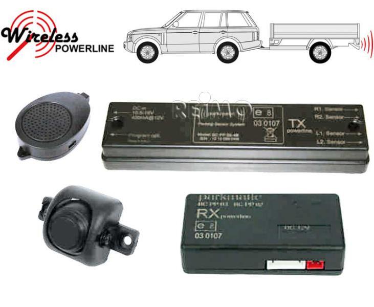 Reverse warning system for bicycle rack with 2 black sensors and buzzer
