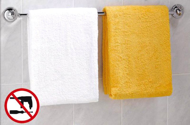Towel holder bar with 2 suction cups, L 50cm