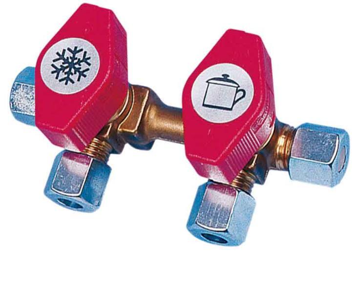 Gas valve block VK2, inlet 8 mm