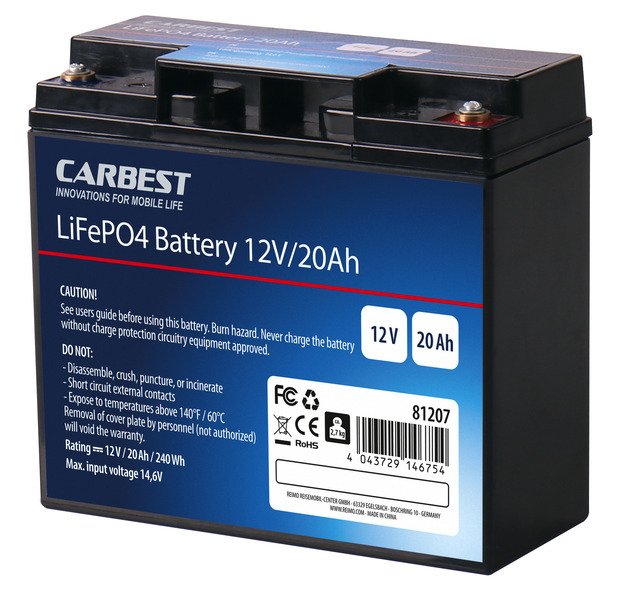 Carbest lithium iron phosphate battery (LiFePo4), 20Ah