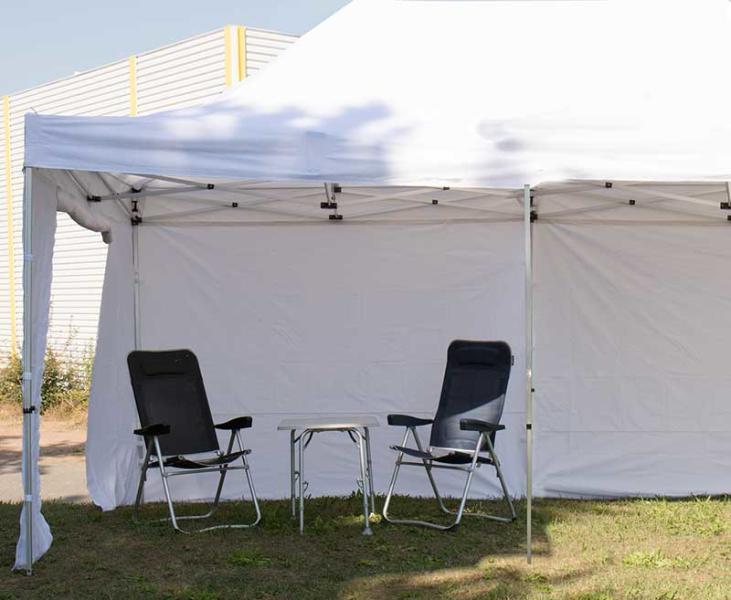 Side wall for pavilion white, with door, 3m