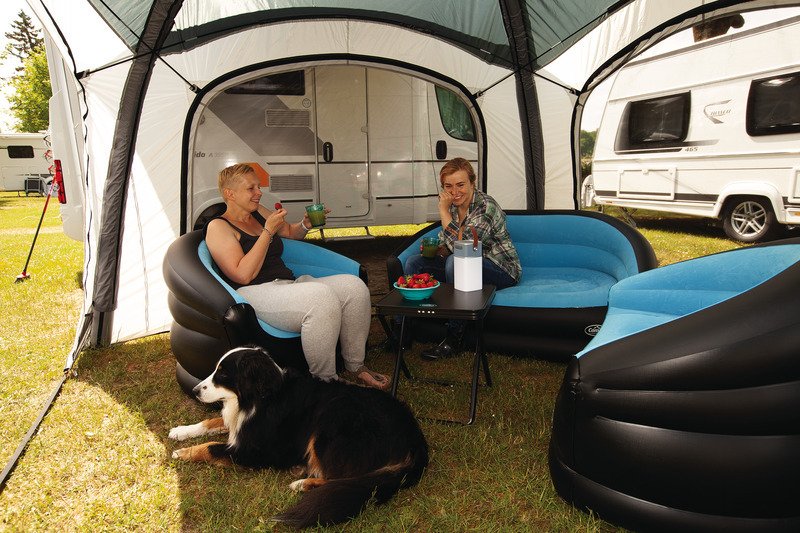 Tugitool Relax, täispuhutav, 94x83x76cm, must-sinine