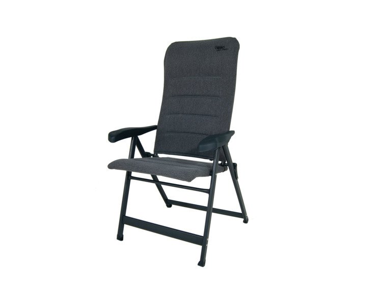 Folding camping chair, grey, upholstered, water-repellent fabric