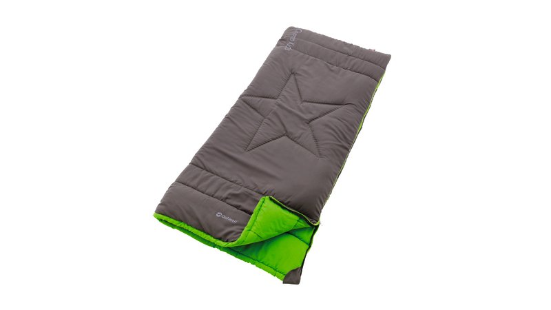 Magamiskott CHAMP Kids lastele, 150x70cm, välimine kangas hall, sisemine kangas laimiroheline