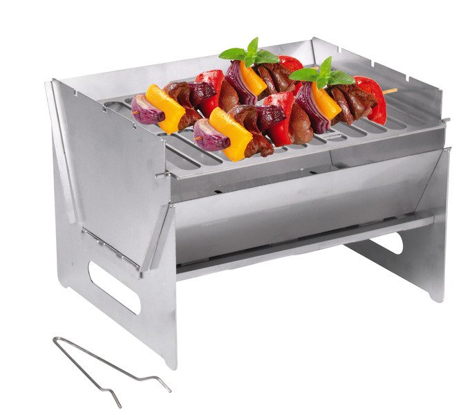 mobile pluggable barbecue 250x300x220mm, stainless steel