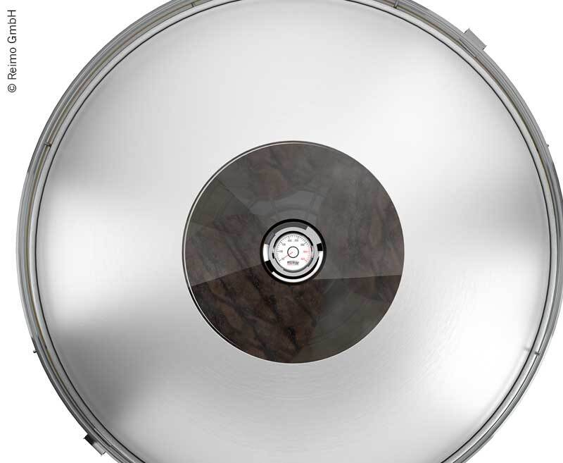 Stainless steel glass cooking hood, Ø33cm, H12cm, with integrated thermometer
